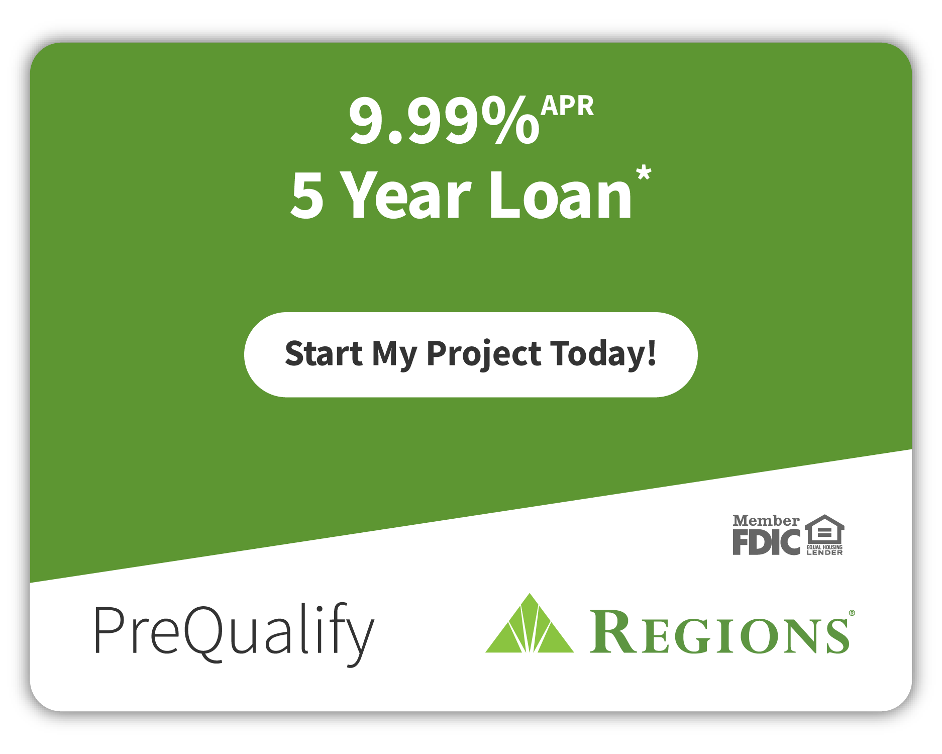 9.99% APR 5 Year Loan — Start My Project Today. PreQualify with Regions Bank.